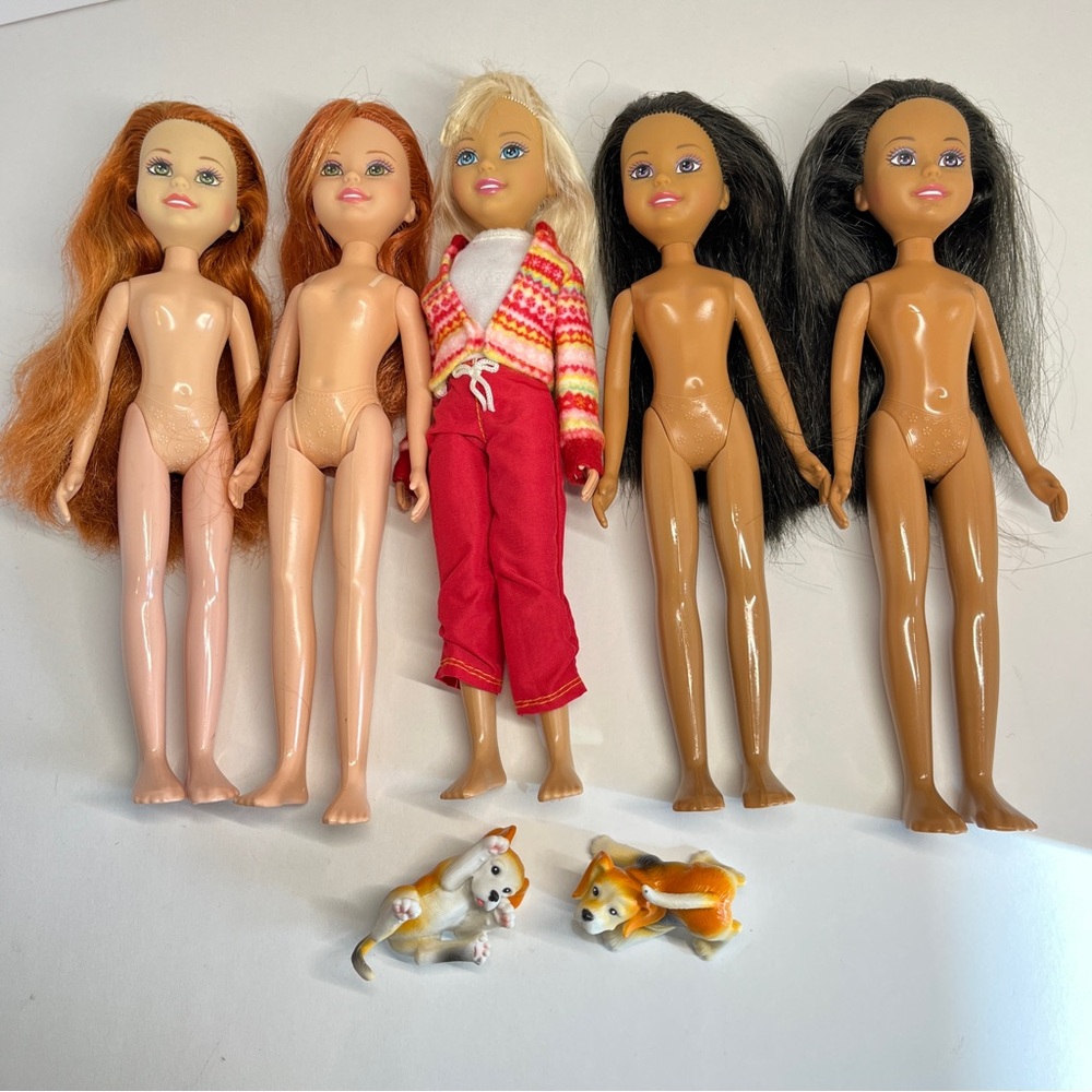 Mattel VTG Y2k Wee Three Friends Doll Lot Blonde Red Hair Brunette Snow Stacie